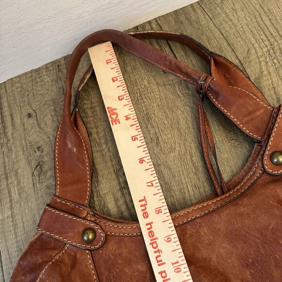 Fossil Leather Tote Bag Floral Embossed Brown Shoulder Purse Distressed Vintage - Picture 8 of 9